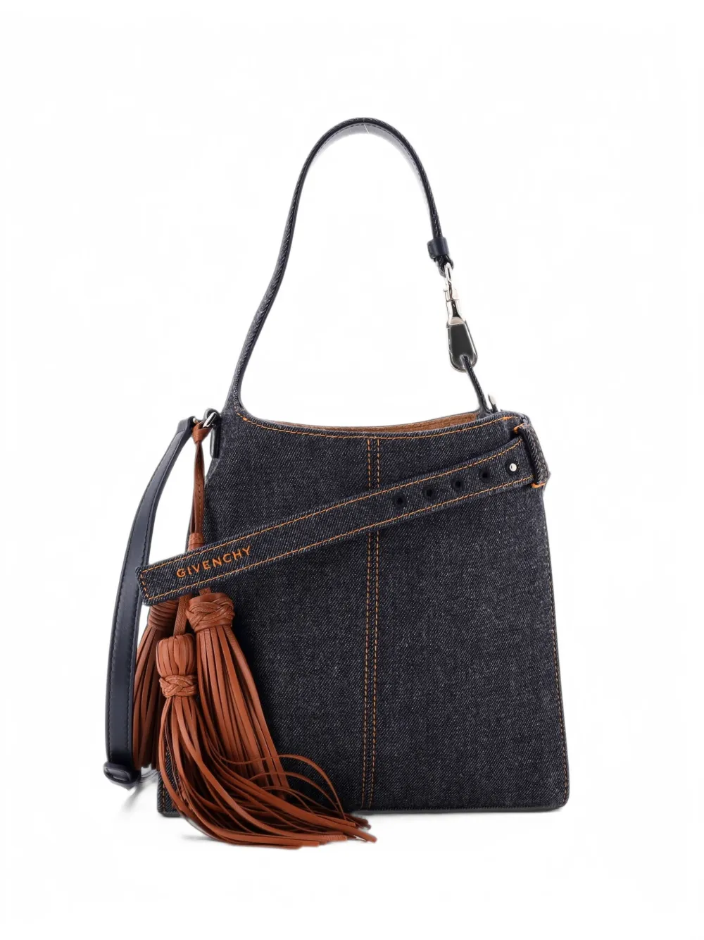 Givenchy Pre-Owned Belted Tassel Denim Small hobo bag - Blu