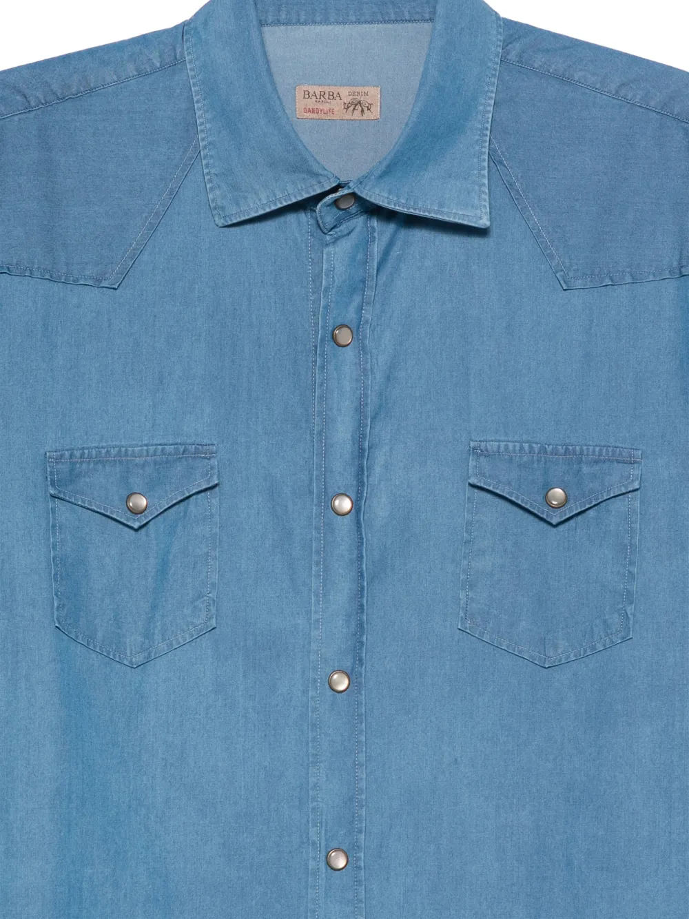 Barba chest-pocket denim shirt Blauw