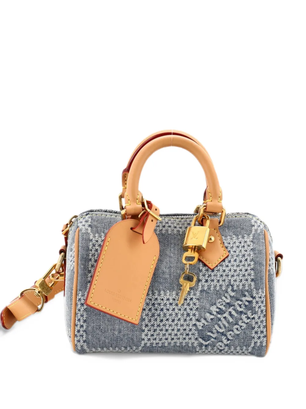 Louis Vuitton Pre-Owned Speedy Bandouliere Bag 3D Damier Giant Denim 18 crossbody bag - Blue