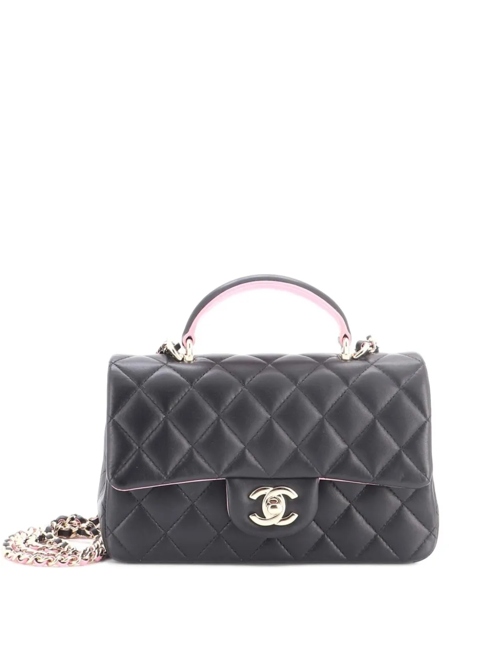 CHANEL Pre-Owned Classic Single Flap Top Handle Bag Quilted Lambskin Mini shoulder bag - Black