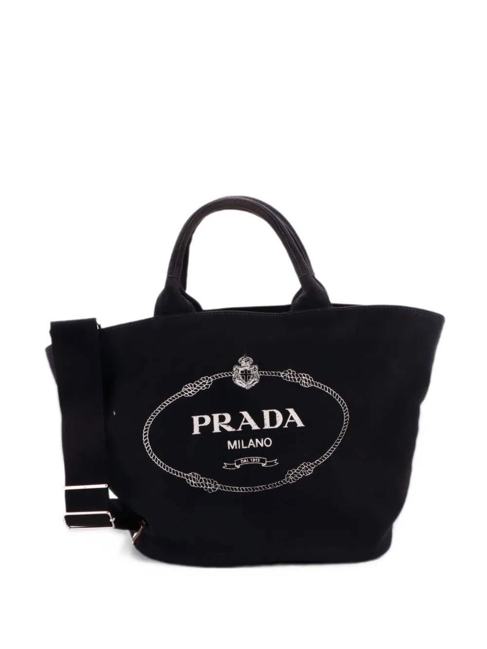 Prada Pre-Owned Canapa Convertible Shopping Tote Canvas Medium bucket bag - Black