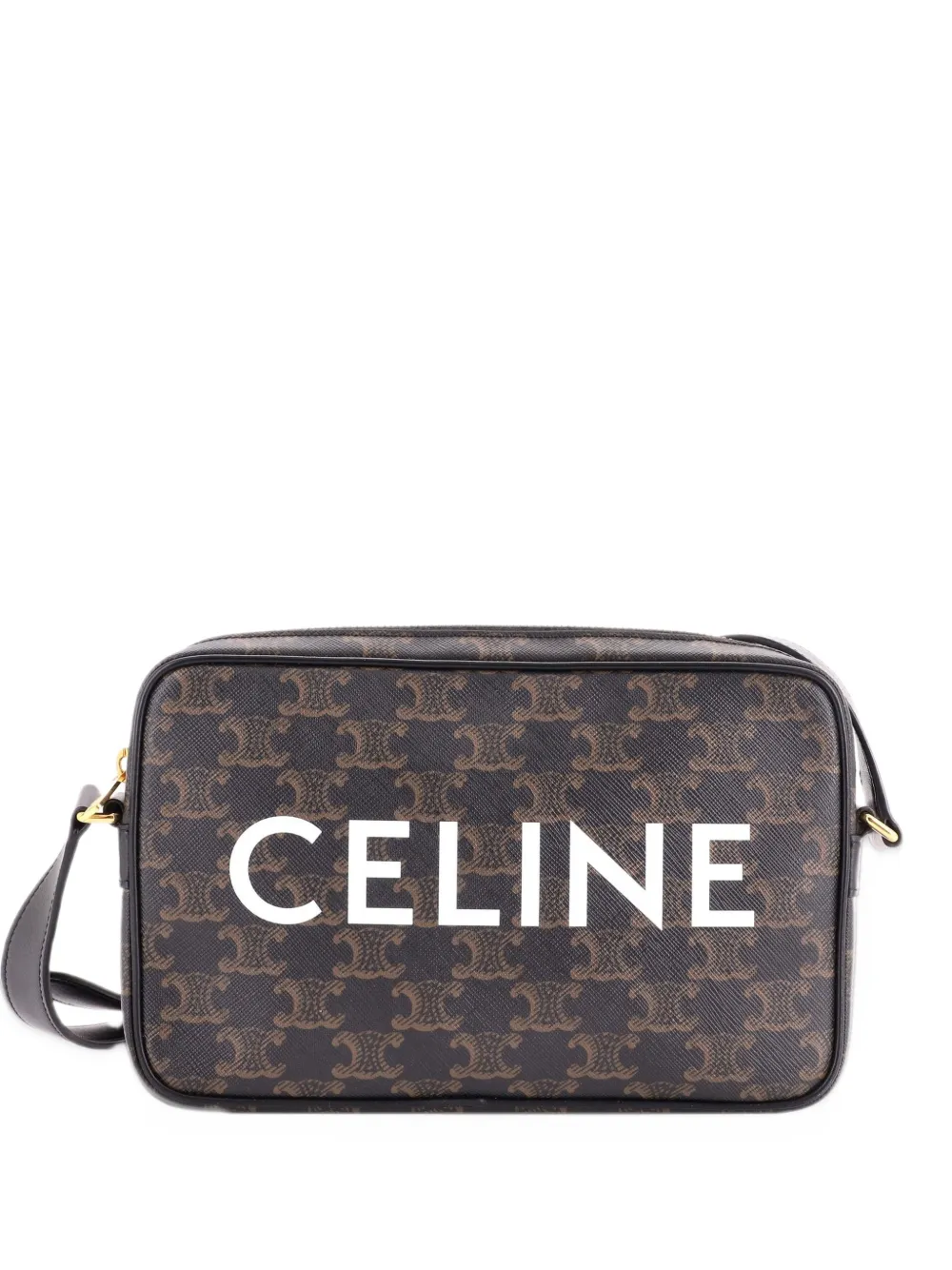 Celine Pre-Owned Logo Messenger Bag Triomphe Coated Canvas Medium crossbody bag - Brown