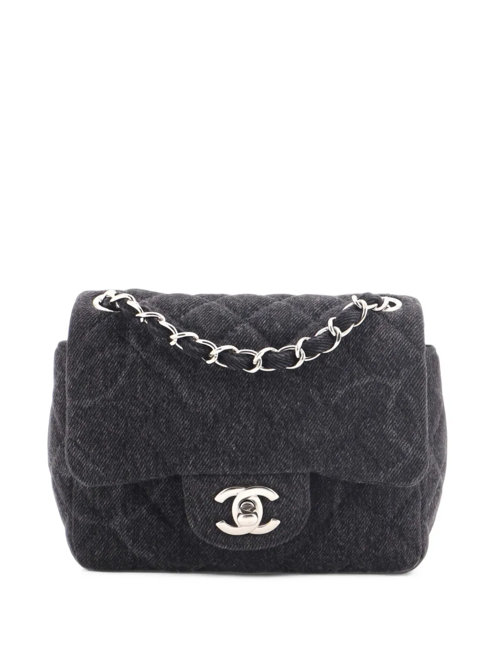 CHANEL Pre-Owned Square Classic Single Flap Bag Quilted CC Printed Denim Mini crossbody bag - Nero