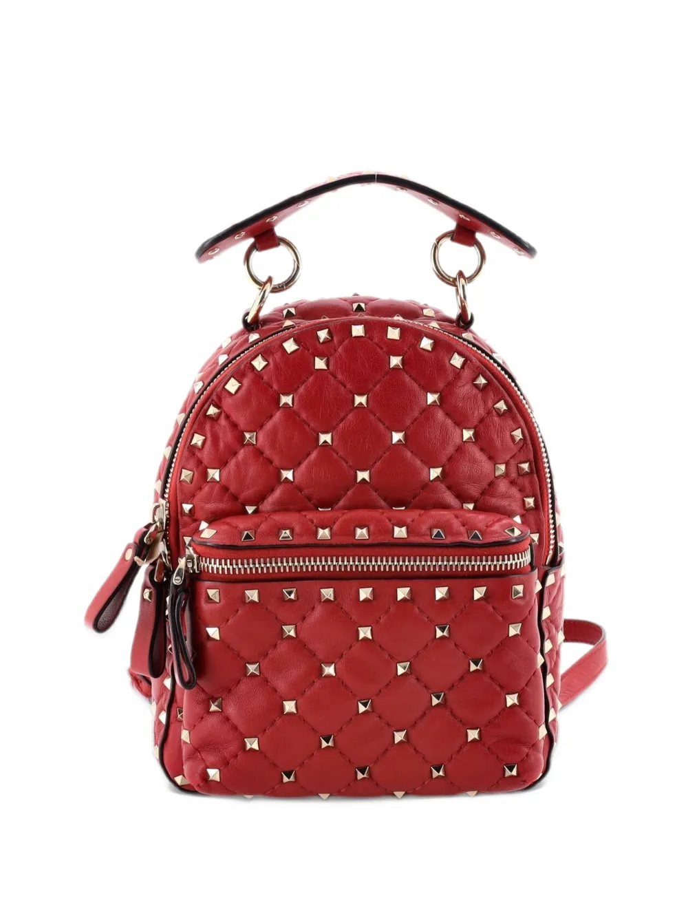 Valentino Garavani Pre-Owned Rockstud Spike Quilted Leather Mini backpack - Rosso