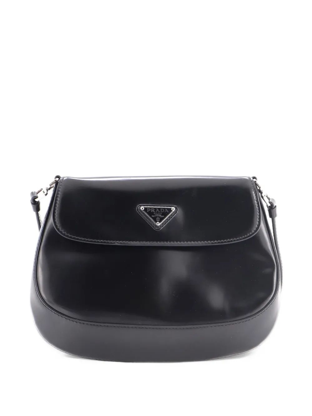 Prada Pre-Owned Cleo Flap Shoulder Bag Spazzolato Leather Small hobo bag - Nero
