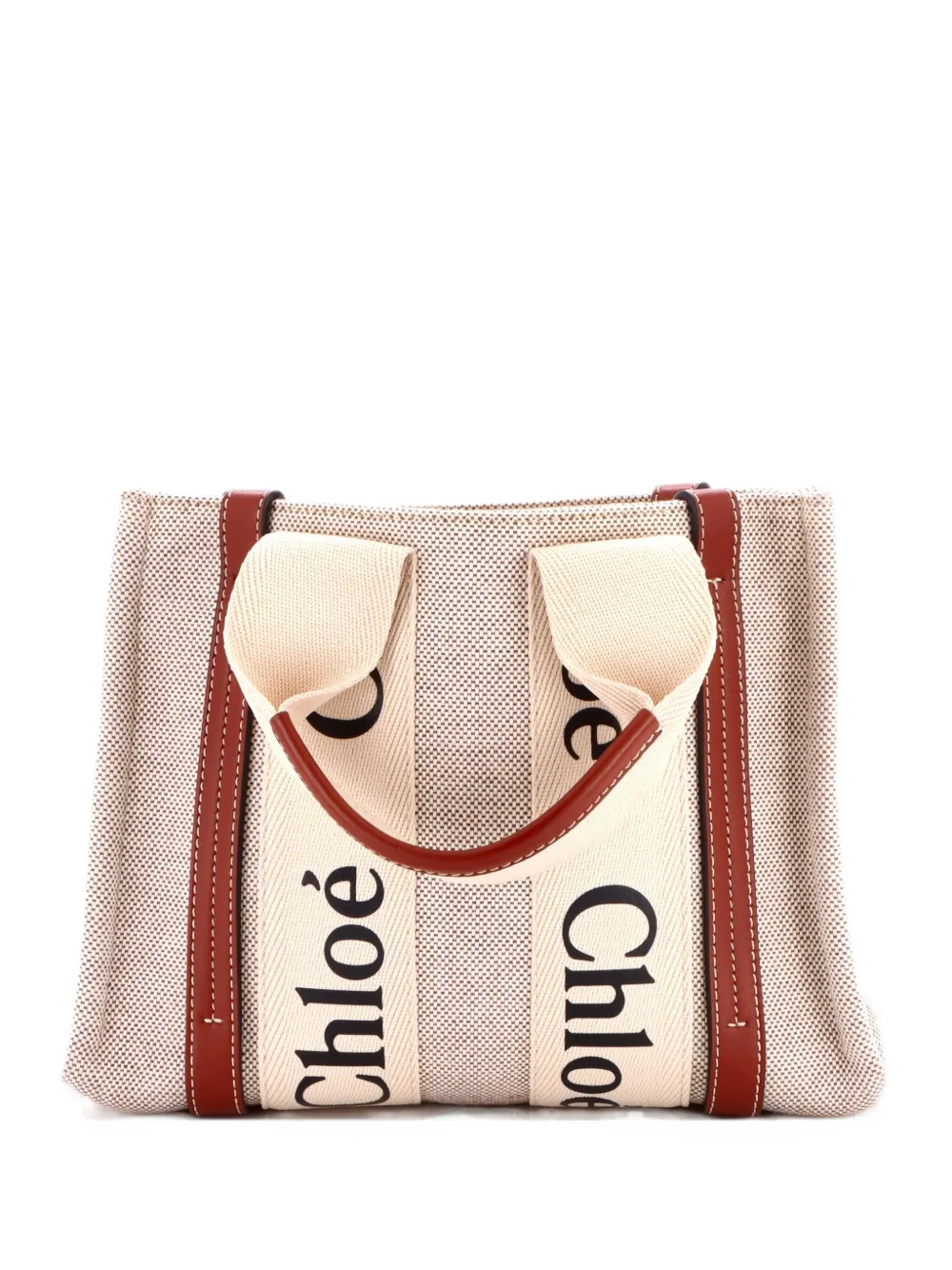 Chloé Pre-Owned Woody Canvas with Leather Small tote bag - Toni neutri