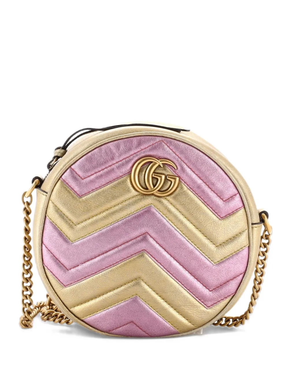 Gucci Pre-Owned GG Marmont Round Shoulder Bag Matelasse Leather Mini crossbody bag - Oro