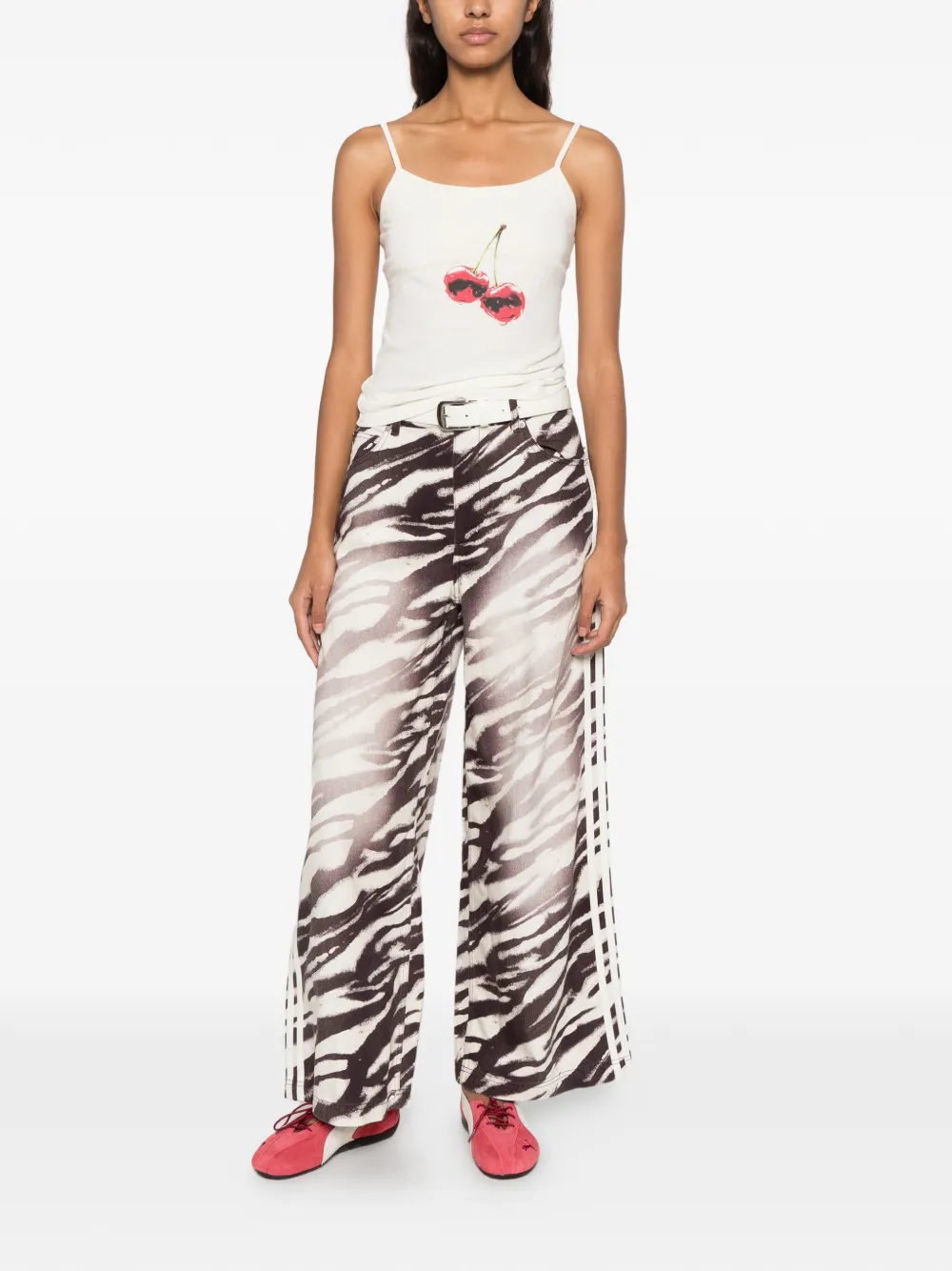 adidas Adilenium Season 6 zebra-print side-stripe jeans - Toni neutri