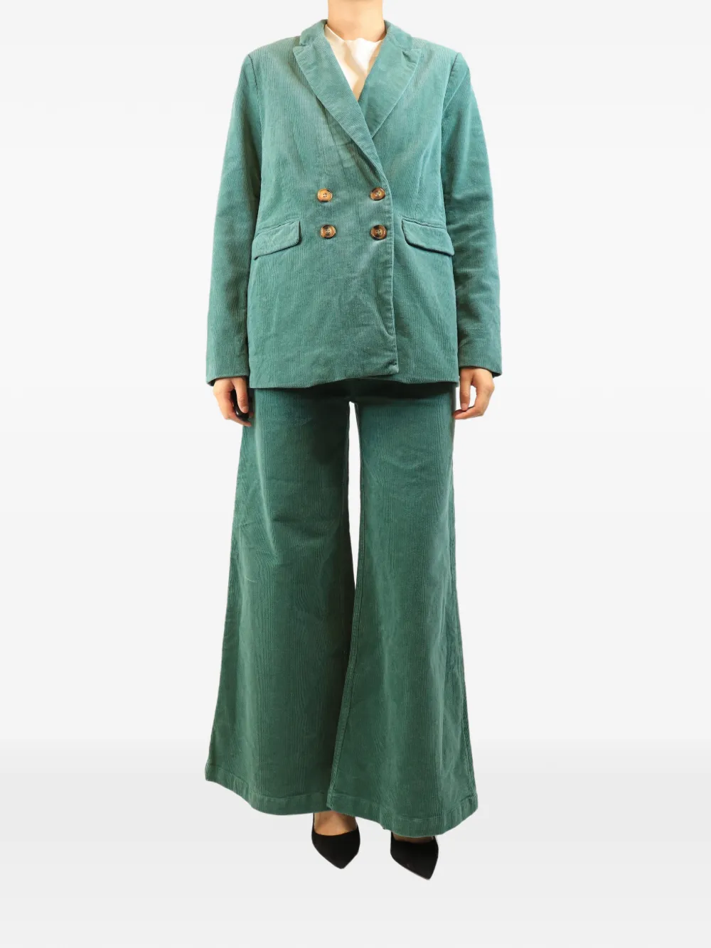 KING LOUIE corduroy double-breasted blazer and trouser set - Verde