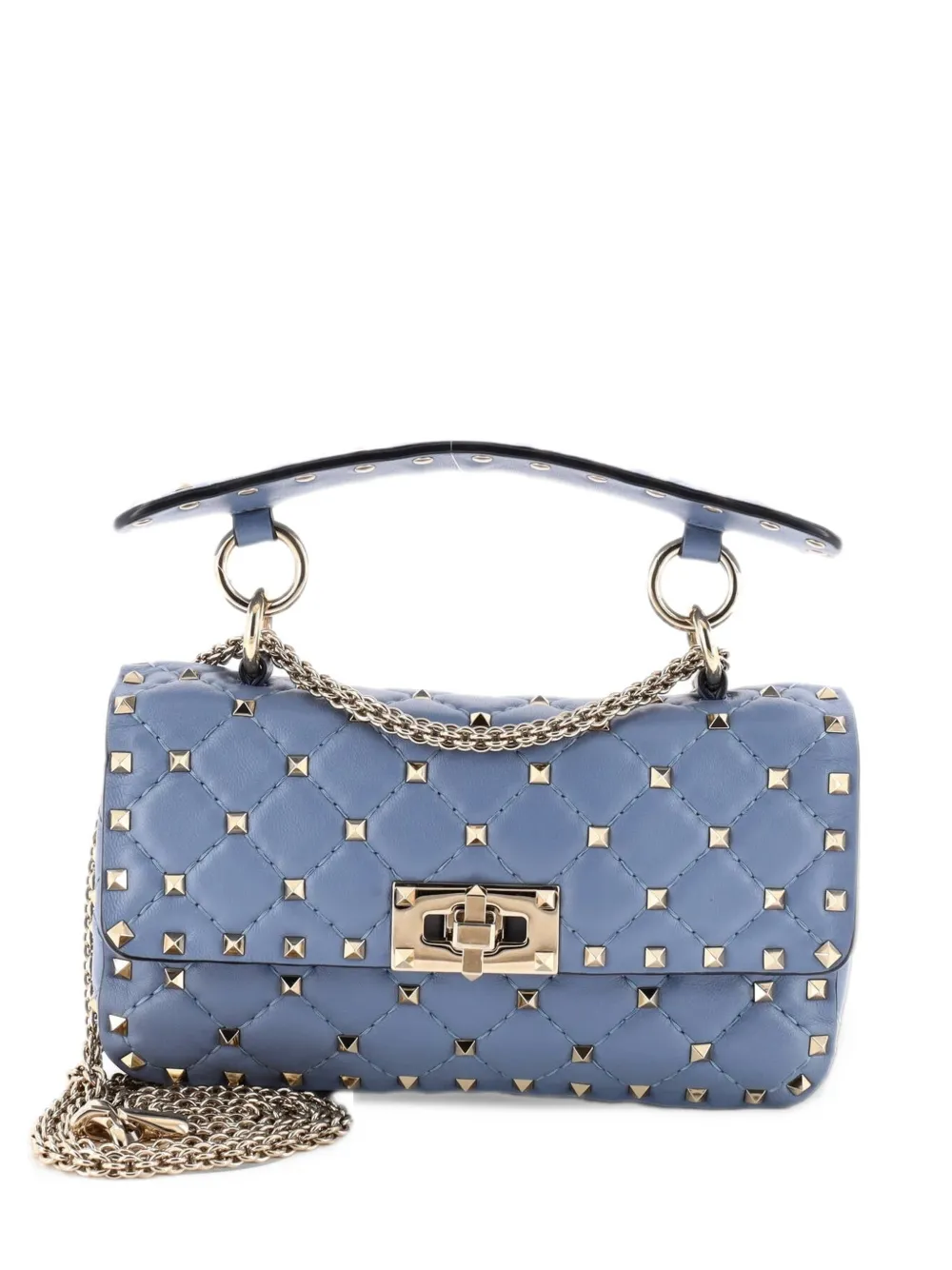 Valentino Garavani Pre-Owned Rockstud Spike Flap Bag Quilted Leather Small crossbody bag - Blu