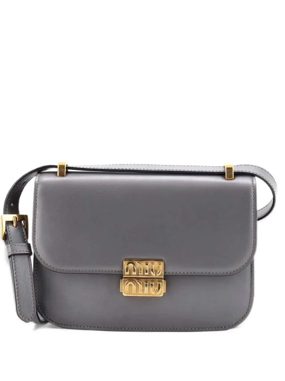 Miu Miu Pre-Owned Logo Clasp City Calf Small crossbody bag - Grigio