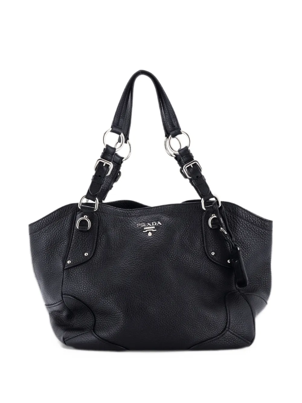 Prada Pre-Owned Buckle Strap Vitello Daino Medium shoulder bag - Black