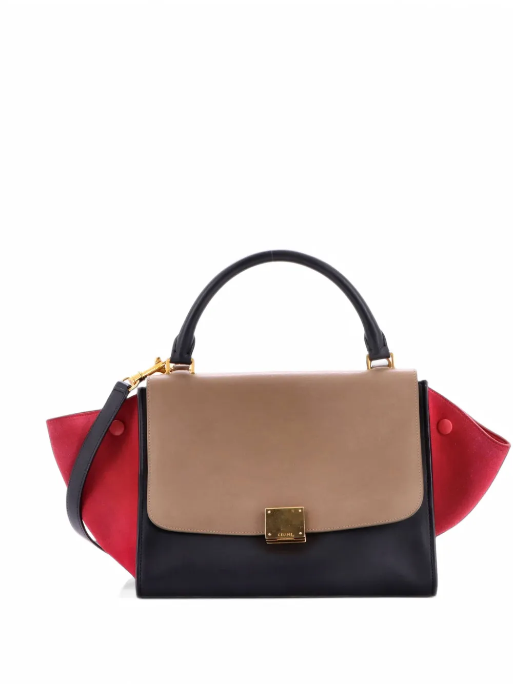 Celine Pre-Owned Tricolor Trapeze Bag Suede Medium satchel - Pink