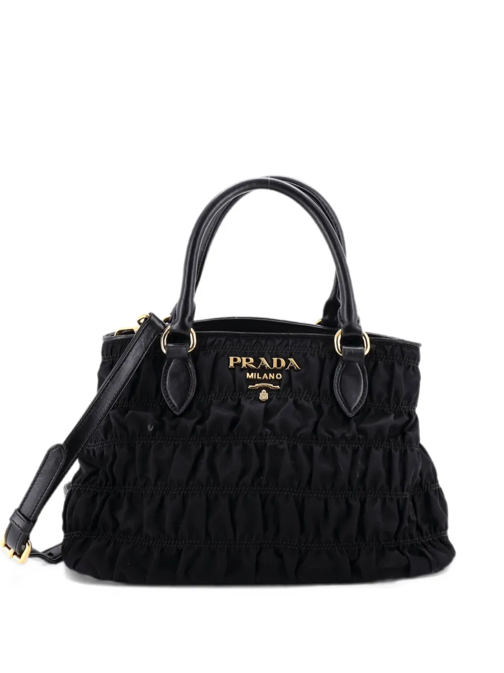 Prada Pre-Owned Gaufre Convertible Tote Tessuto Small satchel - Nero