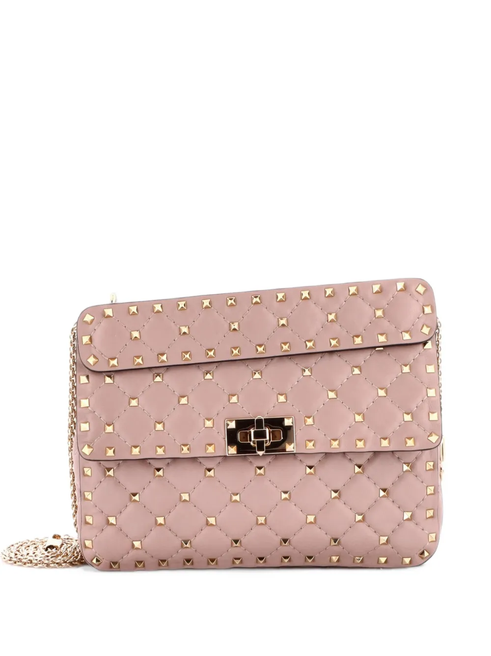 Valentino Garavani Pre-Owned Rockstud Spike Flap Bag Quilted Leather Medium crossbody bag - Rosa
