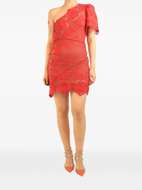 Miguelina one-shoulder lace mini dress