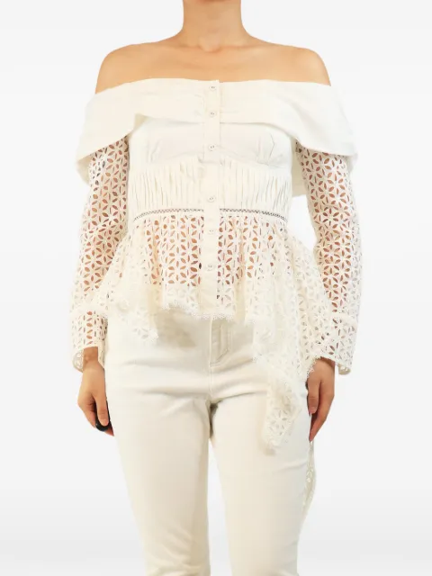 Self-Portrait broderie anglaise off-shoulder top