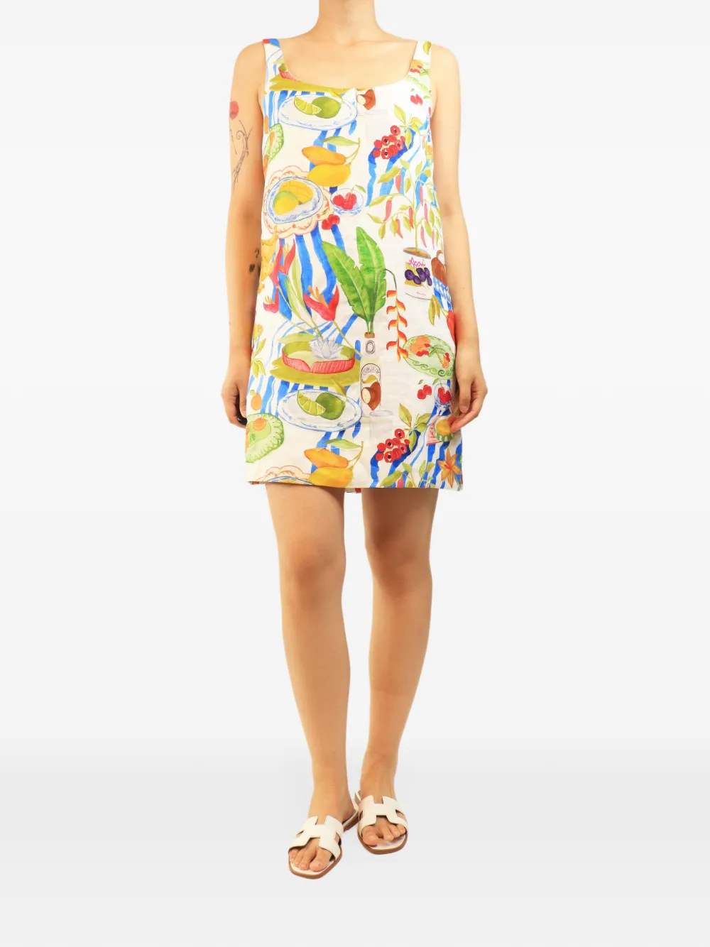 FARM Rio printed linen mini dress - Toni neutri