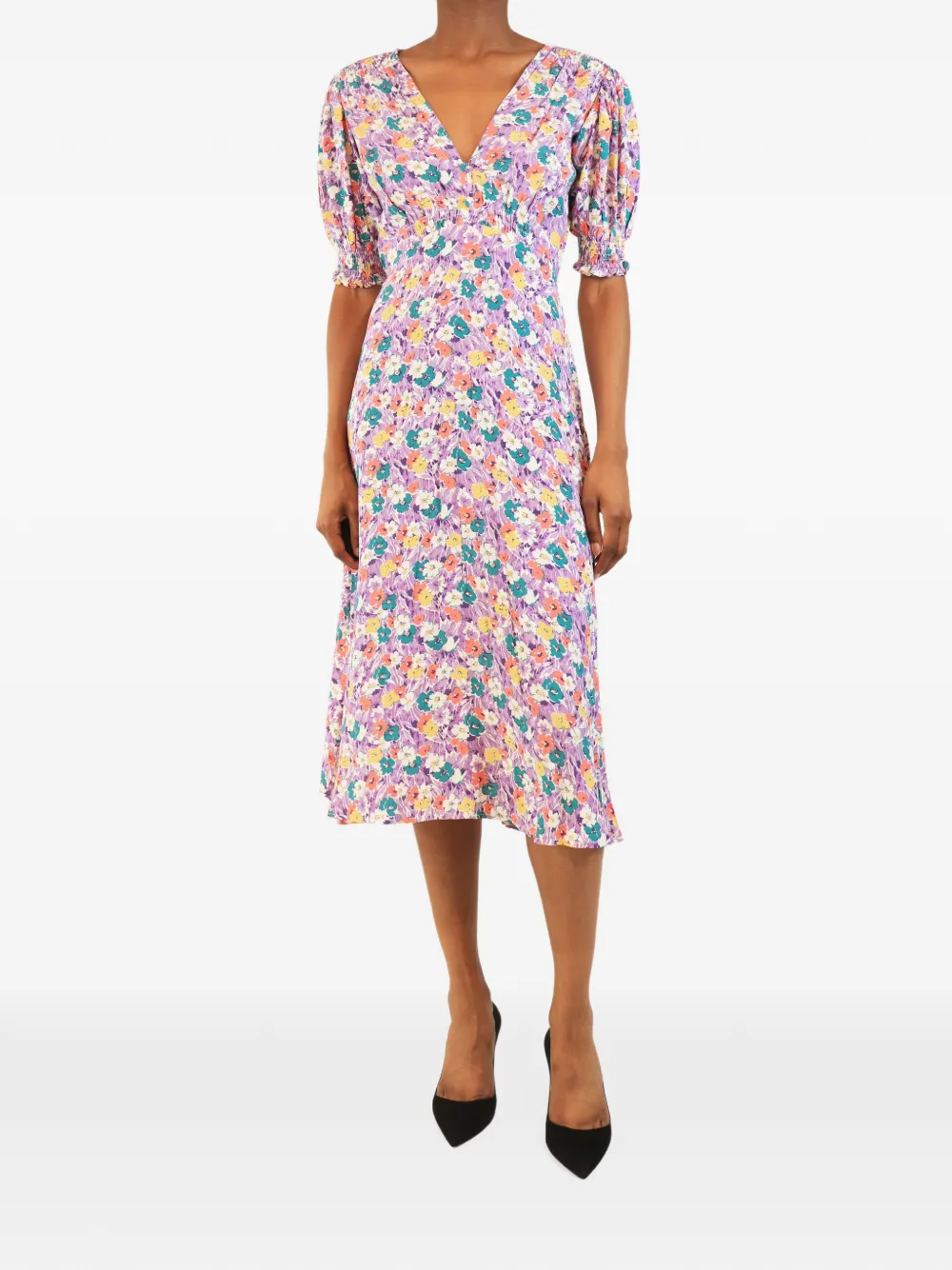 Faithfull robe mi-longue Marie-Louise à imprimé floral - Violet Faithfull robe mi-longue Marie-Louise à imprimé floral - Violet