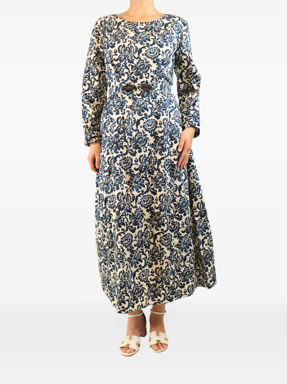 'S Max Mara belted printed midi dress - Neutrals