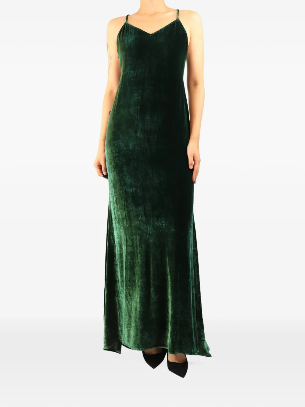 Reformation robe longue à col v - Vert