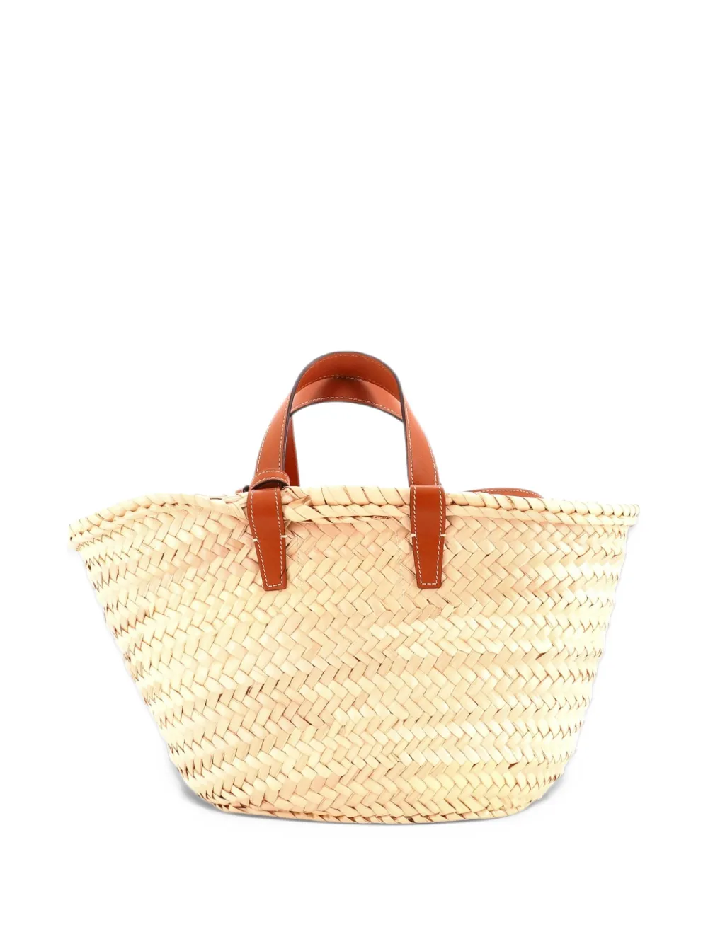 Celine Pre-Owned Classic Panier Basket Raffia and Leather Teen tote bag - Brown