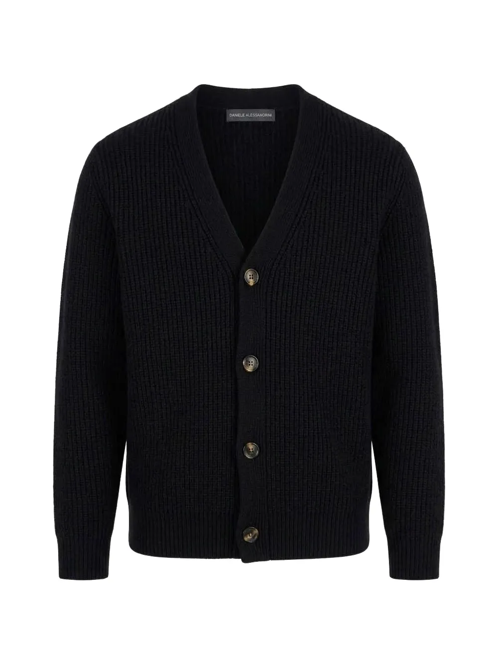 Daniele Alessandrini Cardigan a coste con scollo a V - Nero