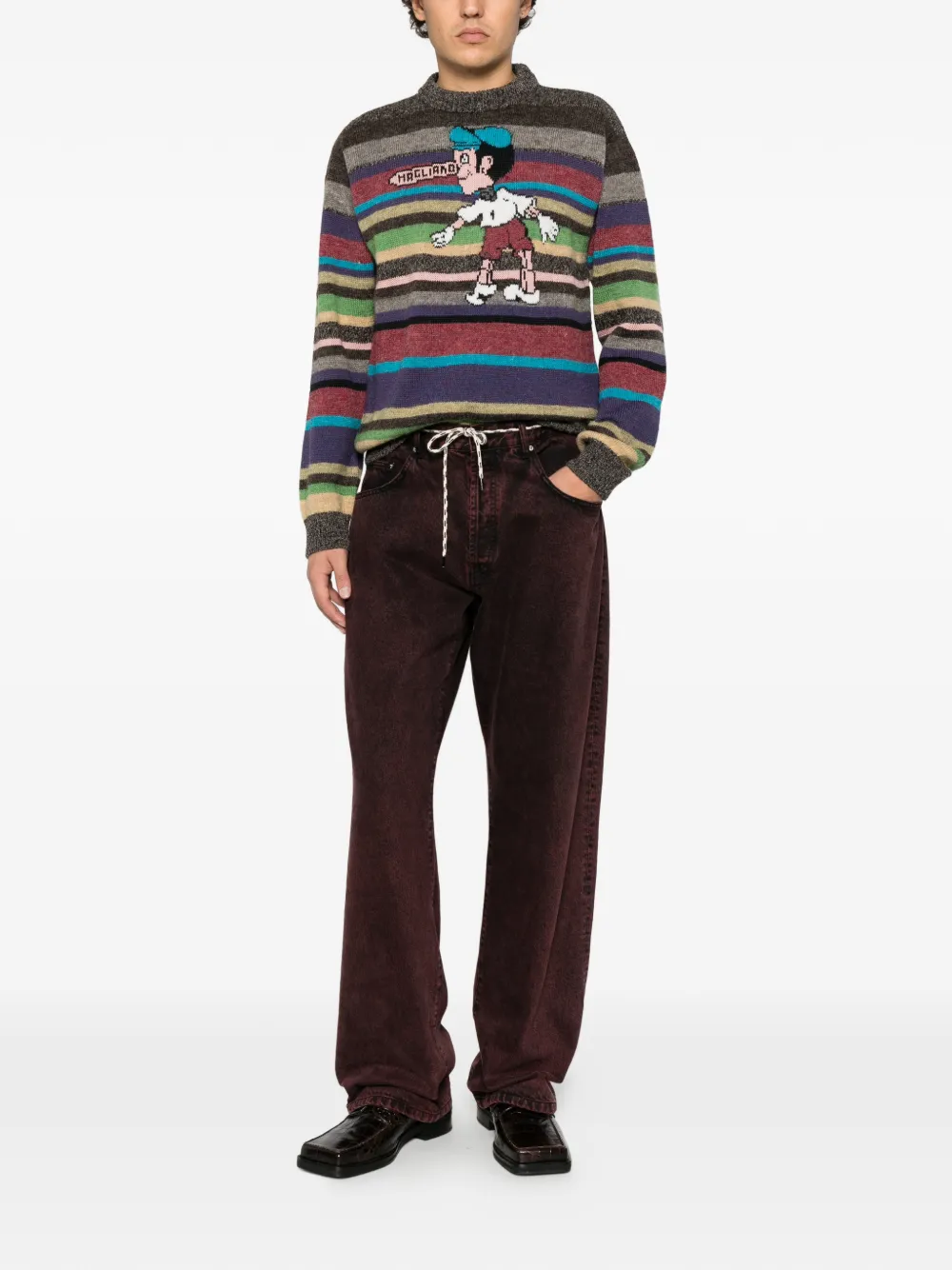 Magliano striped intarsia-knit sweater - Grigio