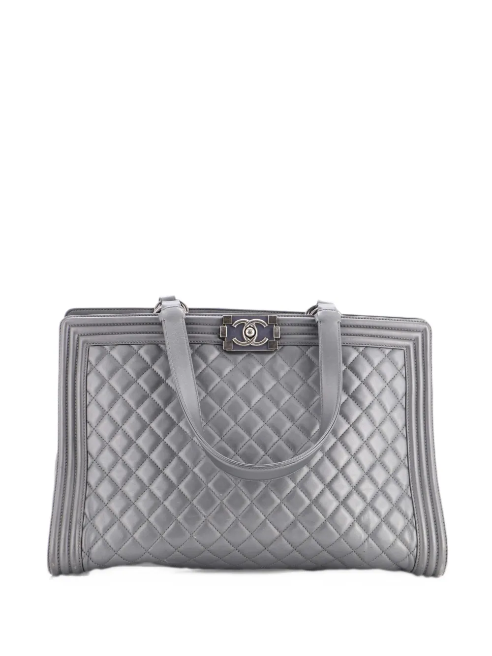 CHANEL Pre-Owned Boy Shopping Tote Quilted Lambskin Large satchel - Grigio