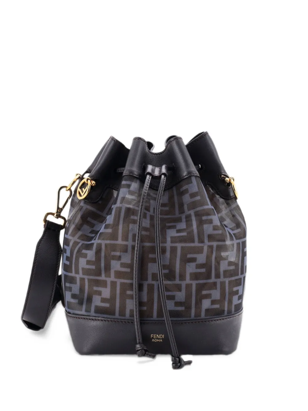Fendi Pre-Owned Mon Tresor Zucca Mesh with Leather Small bucket bag - Blue