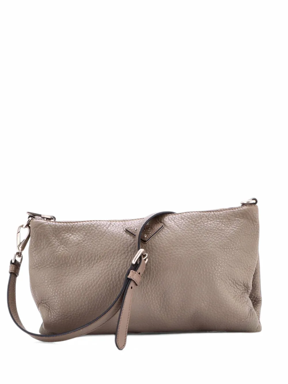 Prada Pre-Owned Flat Zip Vitello Daino Mini crossbody bag - Grigio