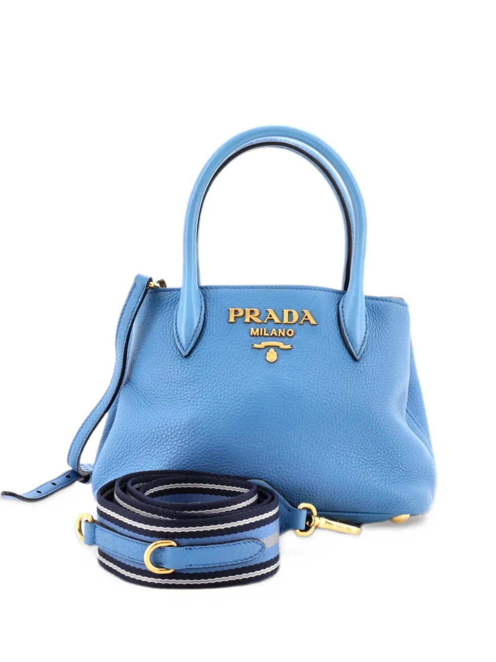 Prada Pre-Owned Dual Strap Zip Vitello Daino Mini tote bag - Blu