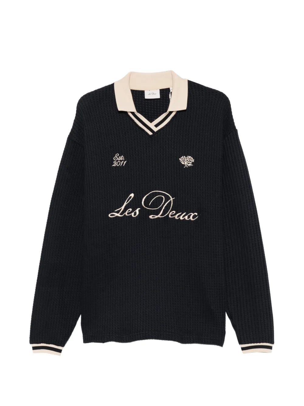 Les Deux waffle-knit logo-embroidered sweatshirt | Blue | Image 1