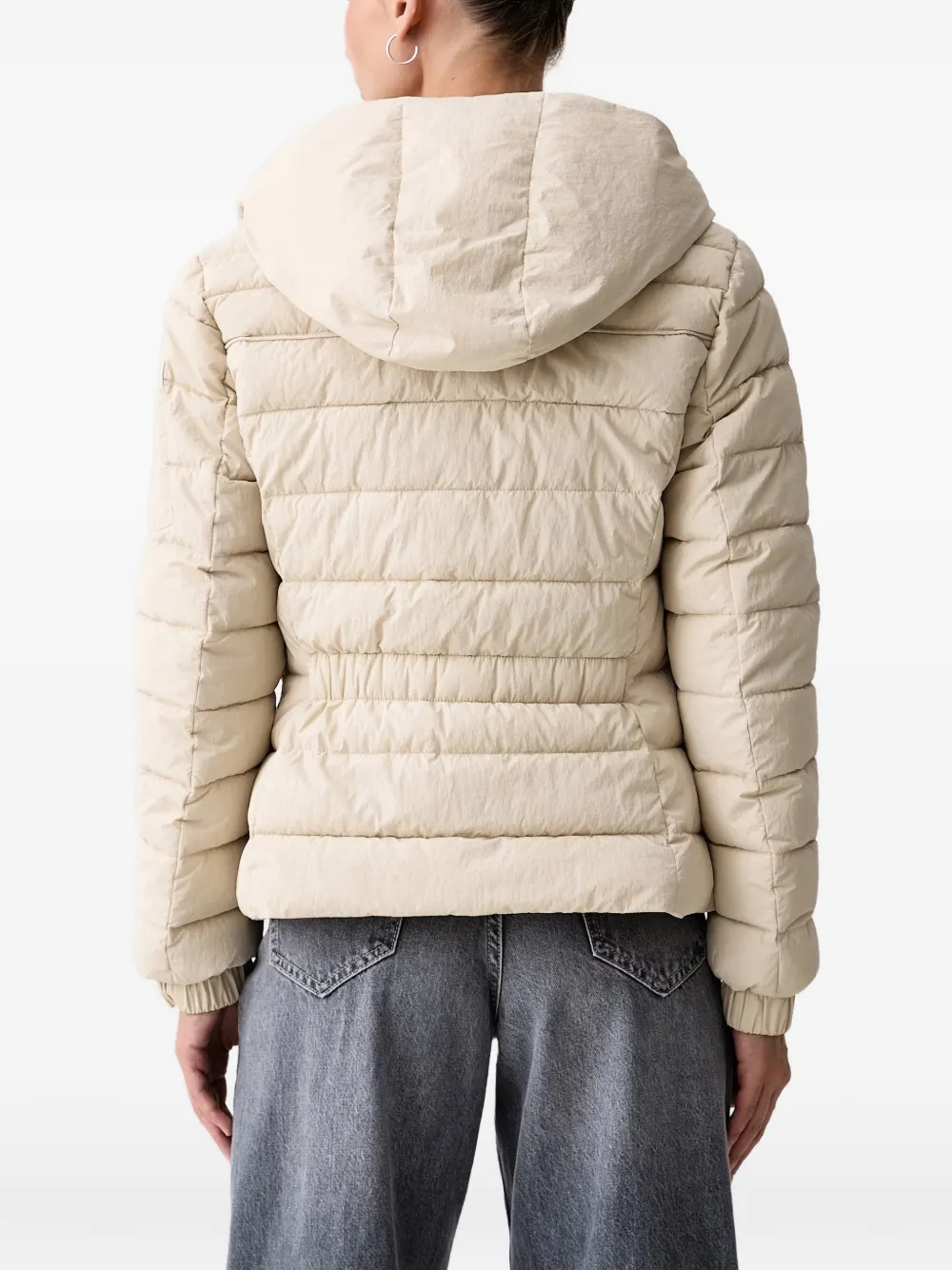 Aeronautica Militare quilted hooded jacket Beige