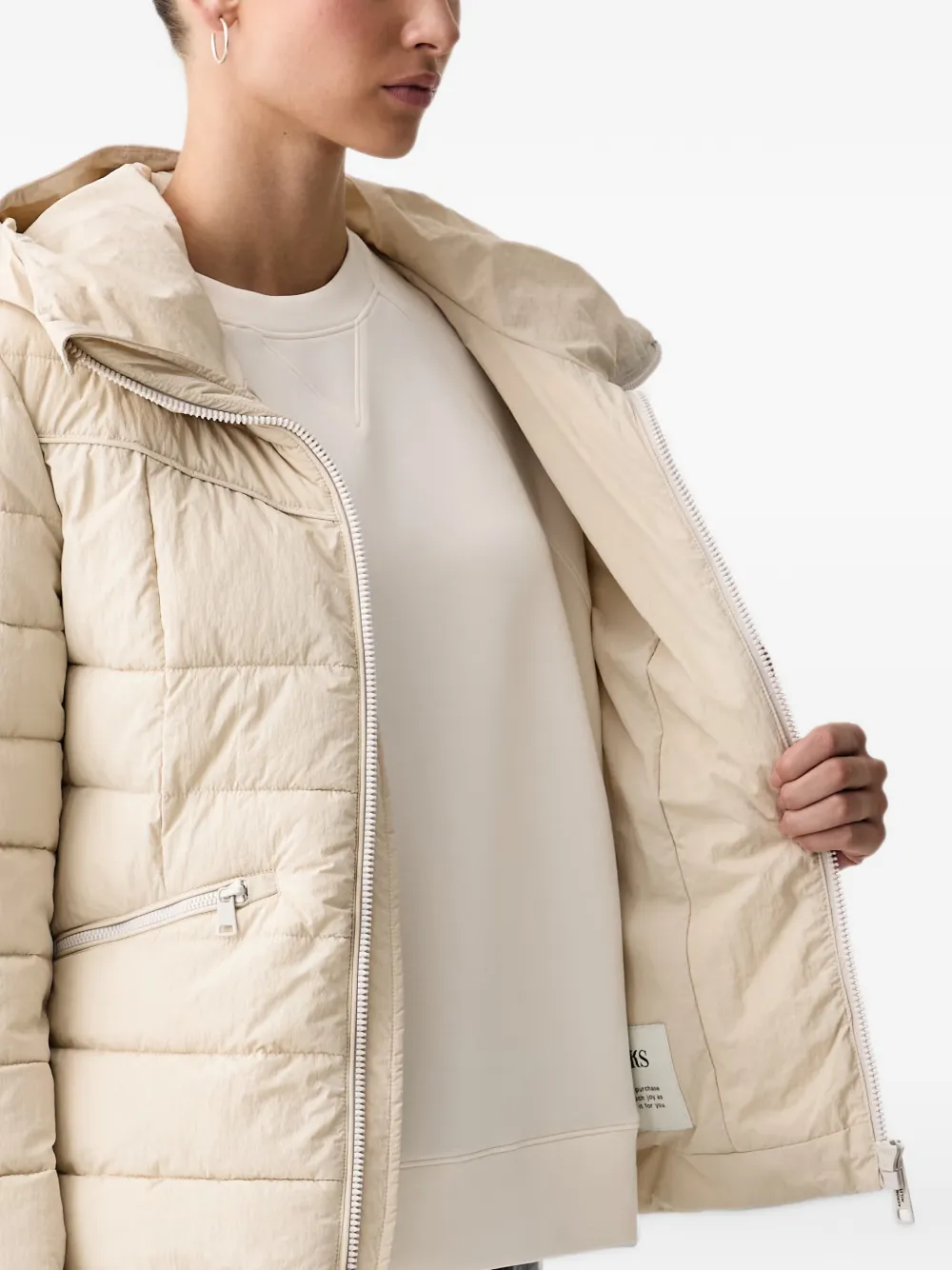 Aeronautica Militare quilted hooded jacket Beige