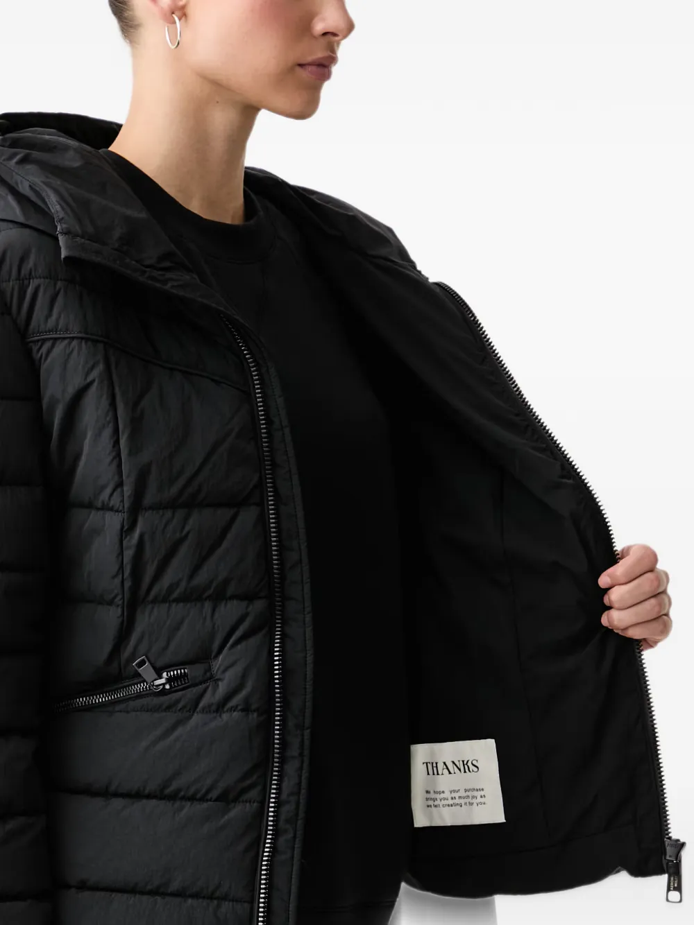 Aeronautica Militare quilted hooded jacket Zwart