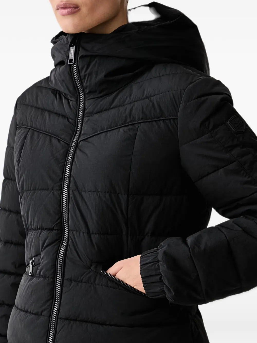 Aeronautica Militare quilted hooded jacket Zwart