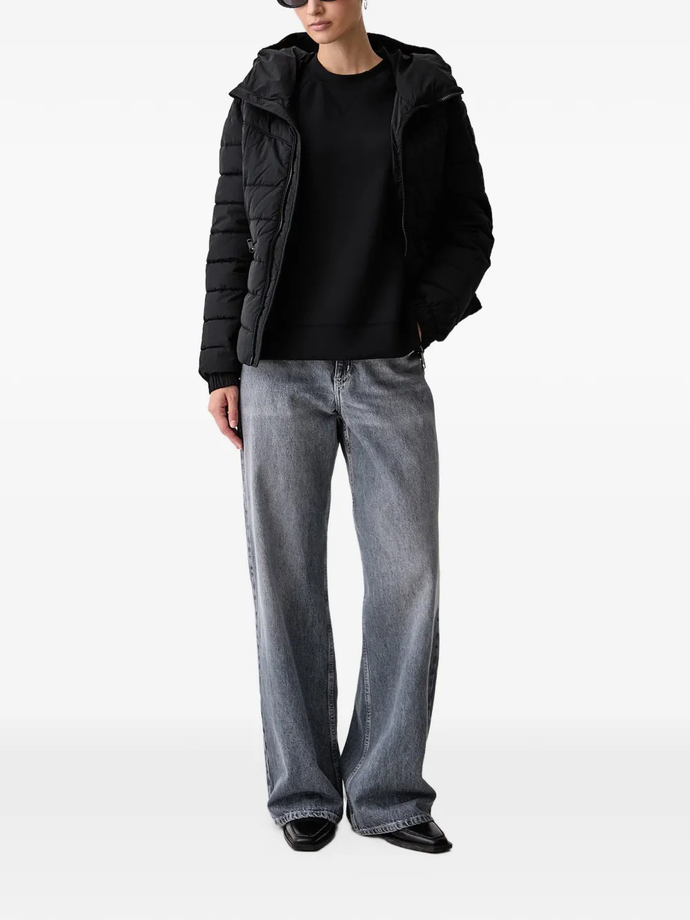 Aeronautica Militare quilted hooded jacket Zwart