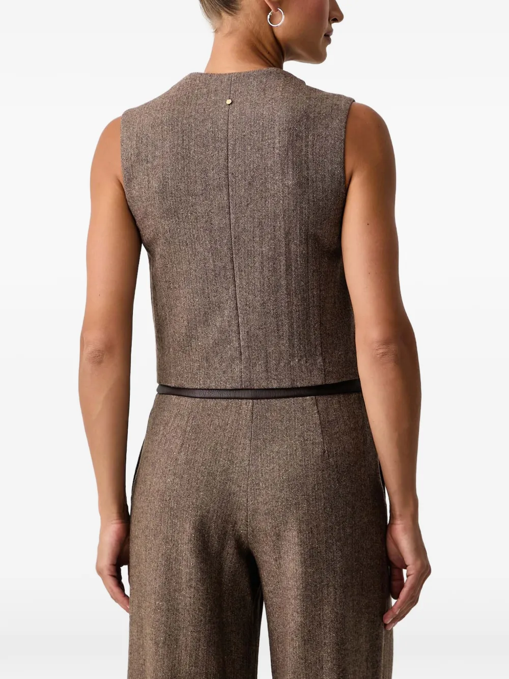 Armani Exchange herringbone double-breasted waistcoat Bruin