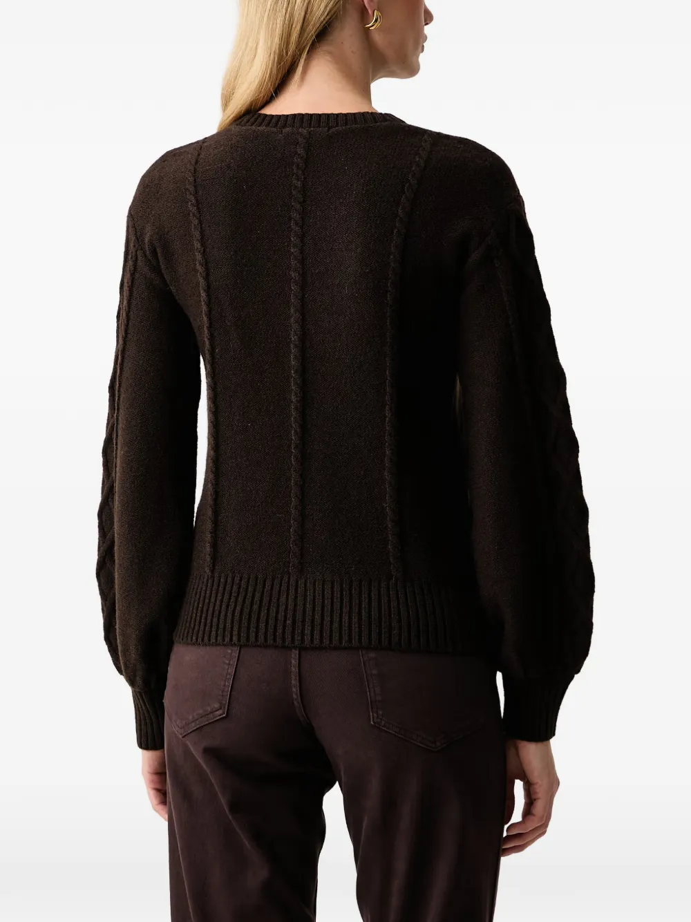 Armani Exchange cable-knit V-neck sweater Bruin
