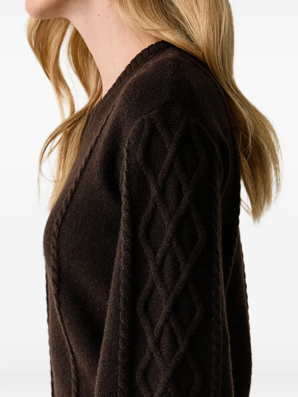Armani Exchange cable-knit V-neck sweater Bruin
