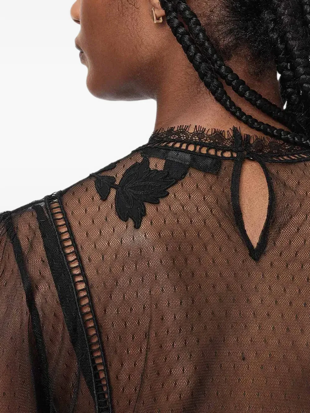 AllSaints Cesca mesh midi dress Zwart