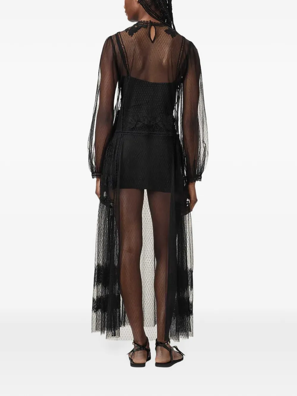 AllSaints Cesca mesh midi dress Zwart
