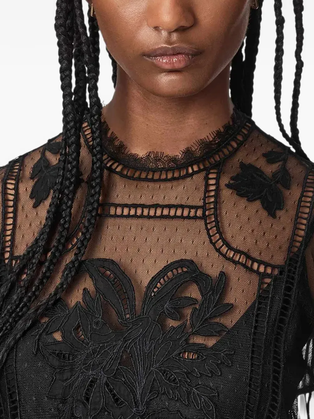 AllSaints Cesca mesh midi dress Zwart