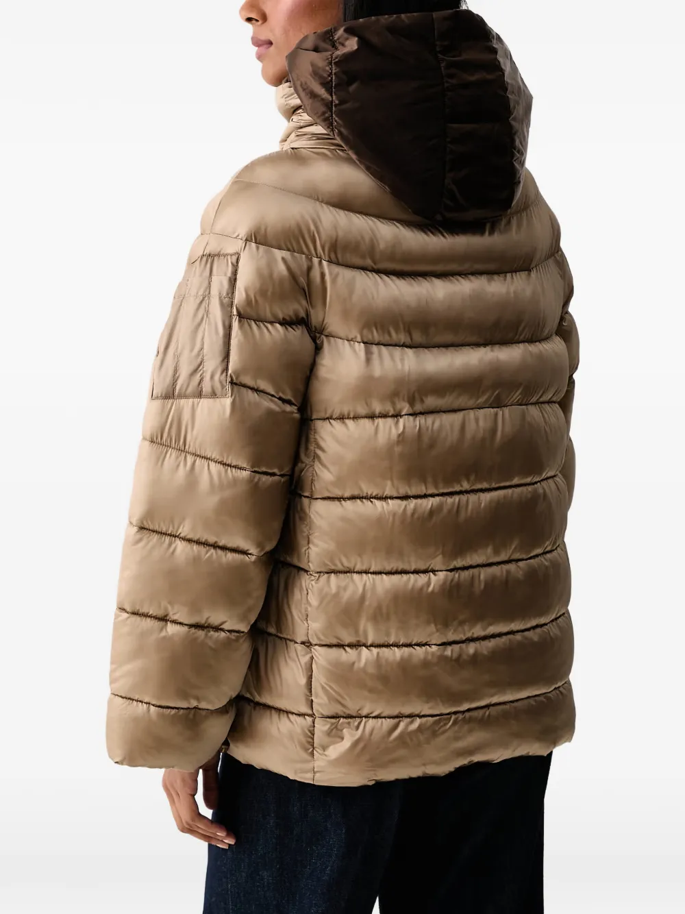 Aeronautica Militare quilted hooded jacket Beige