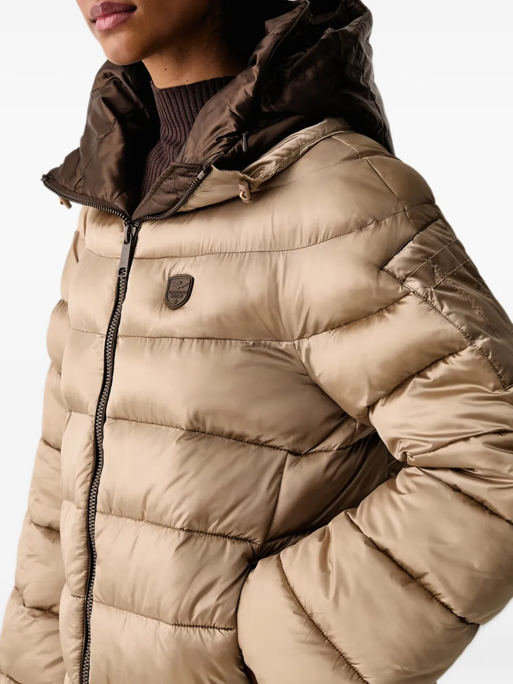 Aeronautica Militare quilted hooded jacket Beige