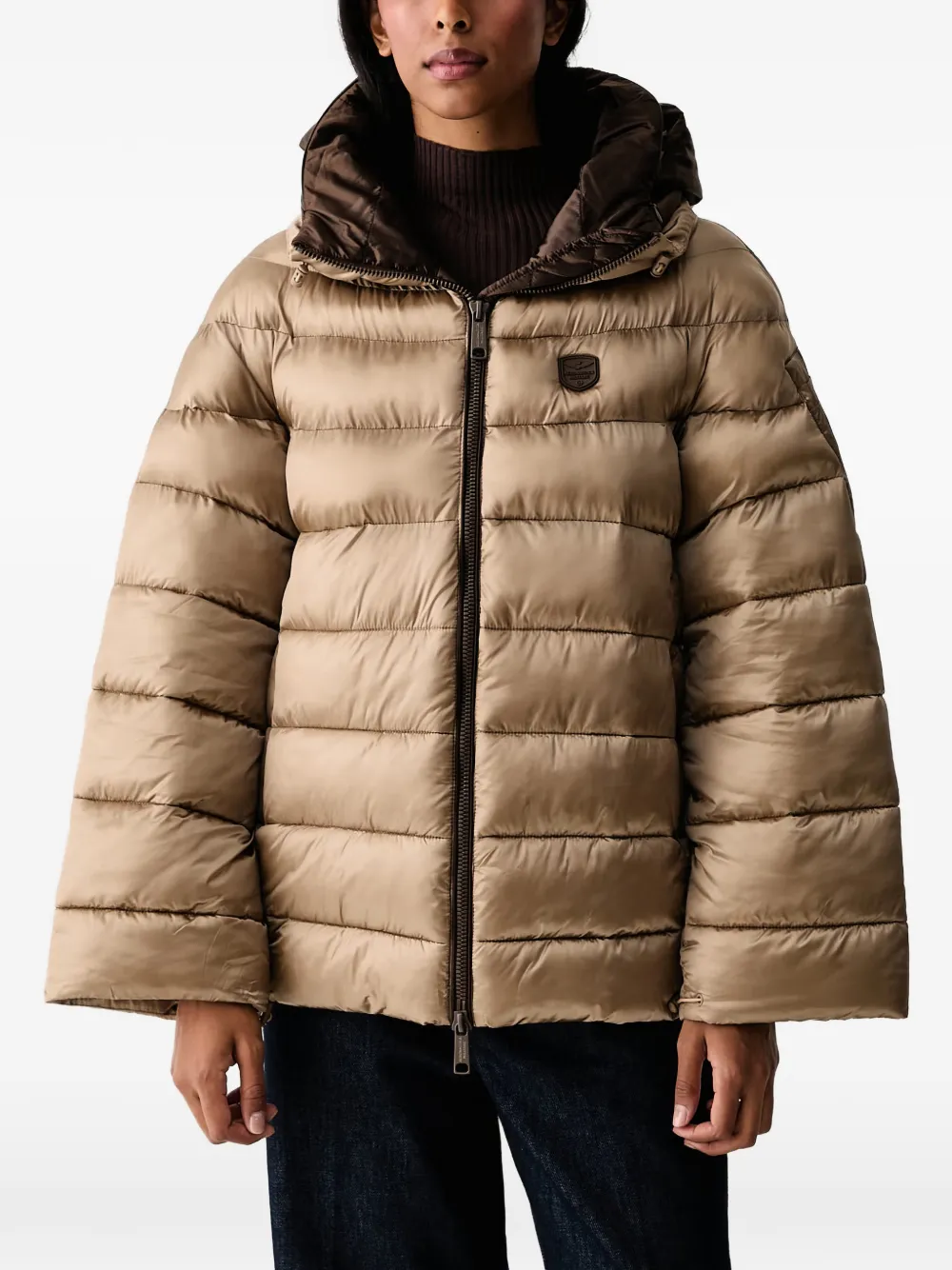 Aeronautica Militare quilted hooded jacket Beige