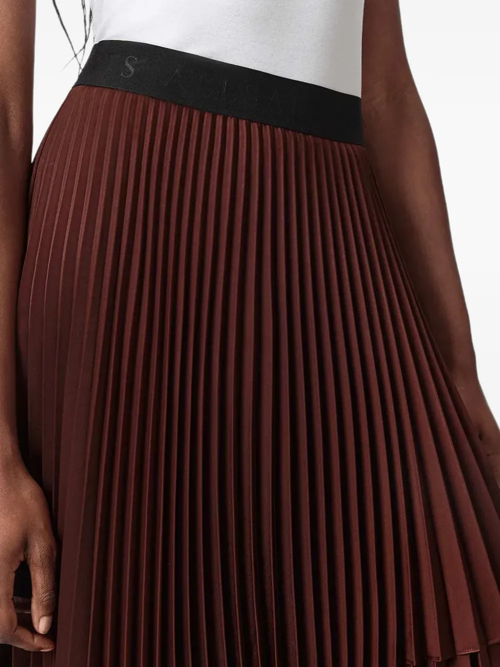 AllSaints Elisa pleated skirt Bruin