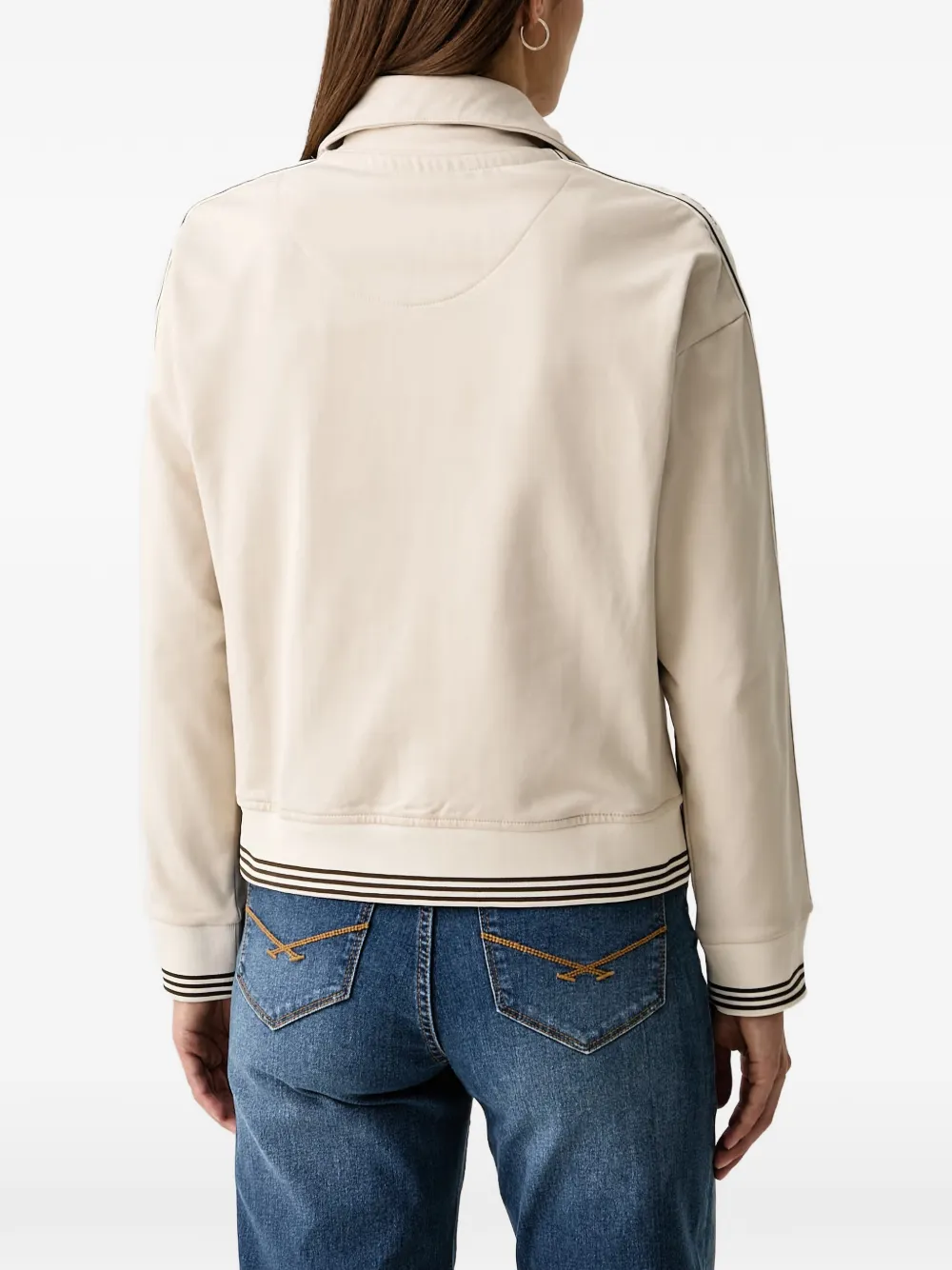 Aeronautica Militare logo-tape zip-up jacket Beige