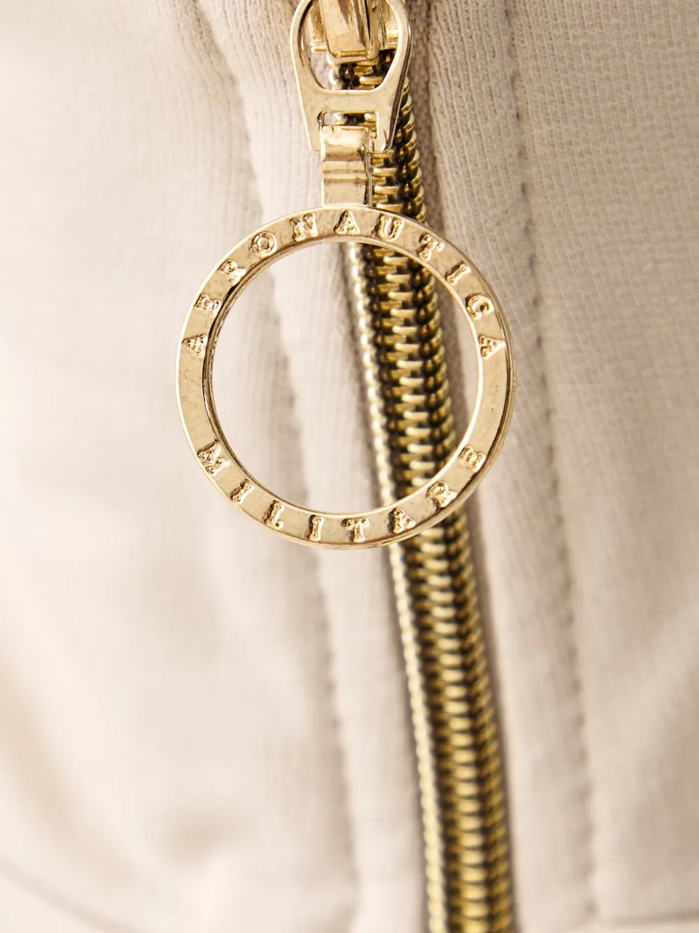 Aeronautica Militare logo-tape zip-up jacket Beige